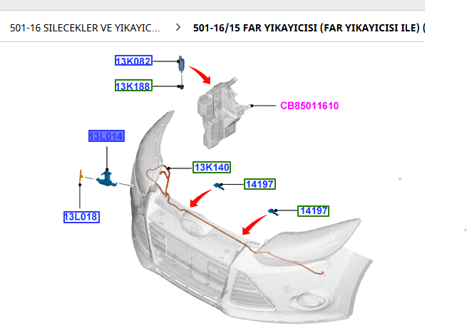 Ford Focus 2011-2015 Sağ Far Yıkama Motoru