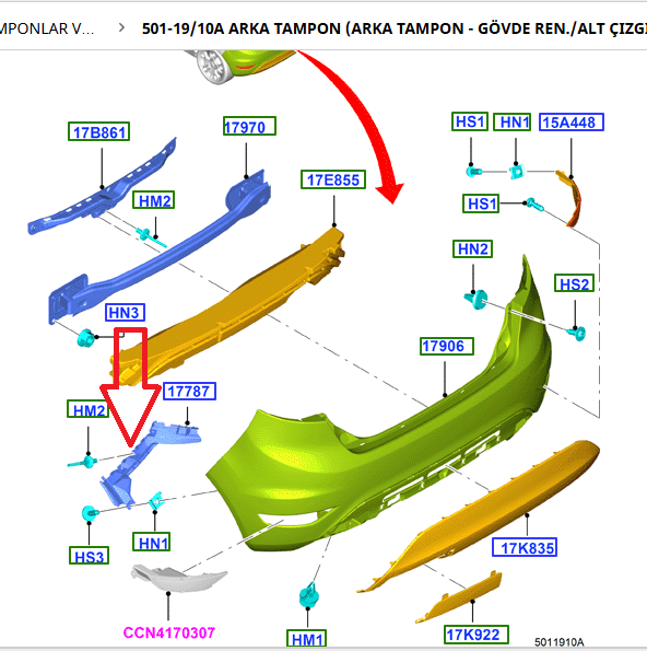 Ford Fiesta Sağ Arka Tampon Braketi 2008-2017