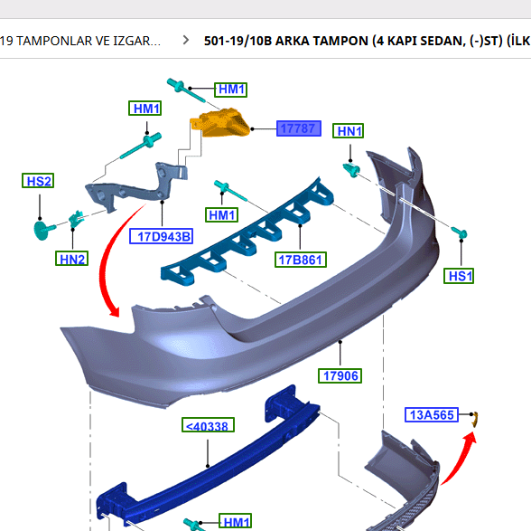 Ford Focus Sedan Sol Stop Alt Braketi 2011-2015