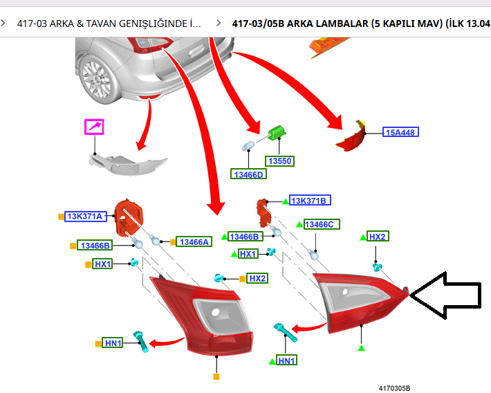 Ford Grand C-Max Sağ İç Stop 2010 - 2019