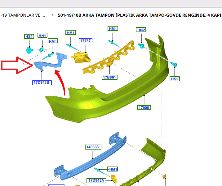 Ford Focus Sedan Sol Arka Tampon Braketi 2014-2018