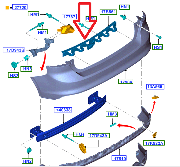 Ford Focus Hatchback Arka Tampon Orta Braket 2011-2018
