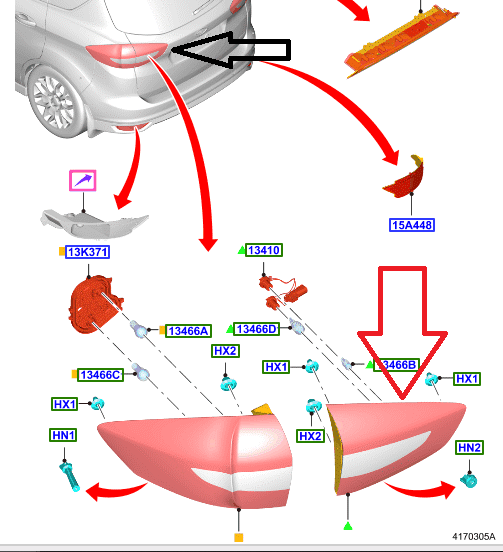 Ford C-Max Sol İç Stop Lambası 2015-2019
