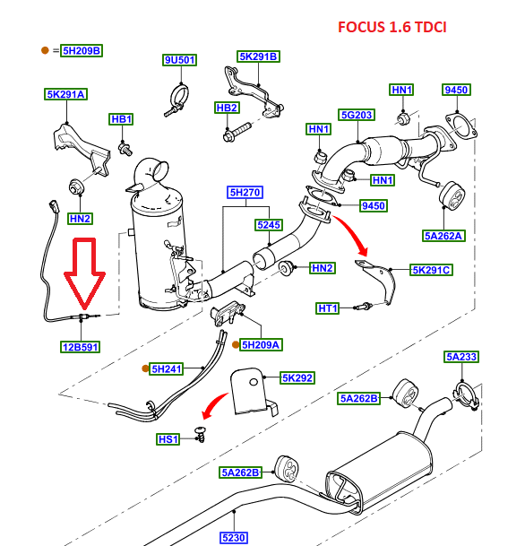 Ford Focus - Mondeo Katalizör Isı Sensörü