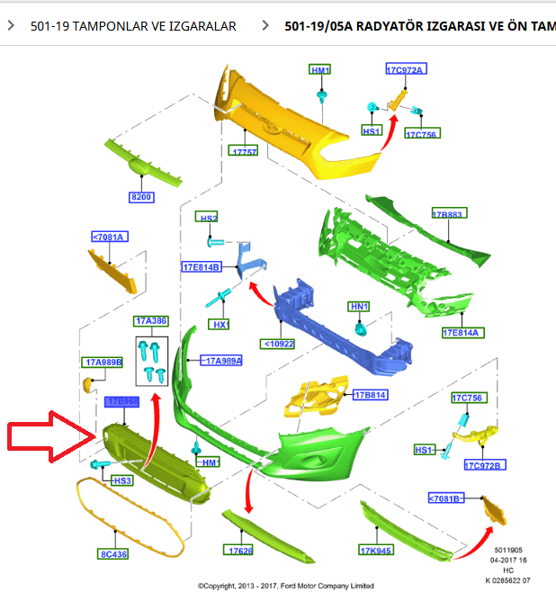 Ford Connect Titanium Tampon Panjuru 2014-2018
