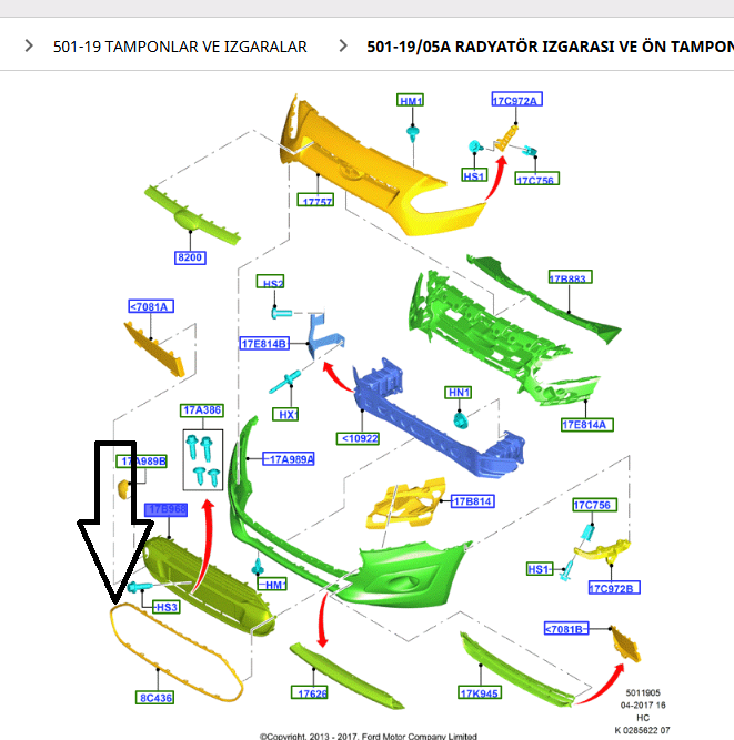 Ford Connect Titanium Orta Panjur Çerçevesi 2014-2018