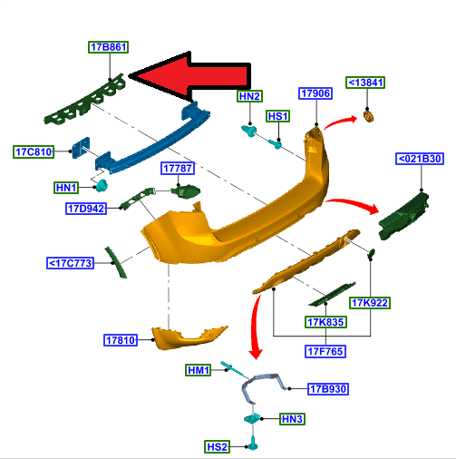 Ford Kuga Arka Tampon Orta Braket 2008-2012